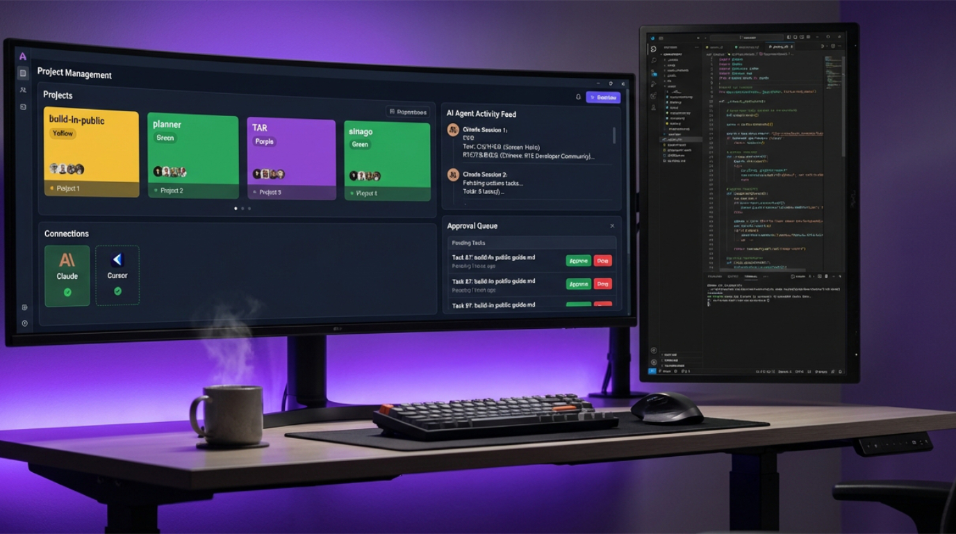TAR Project Management Dashboard with AI Agent Activity Feed and Approval Queue
